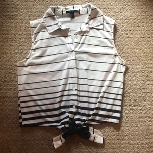 Forever 21 Stripe Collared Tie Tank